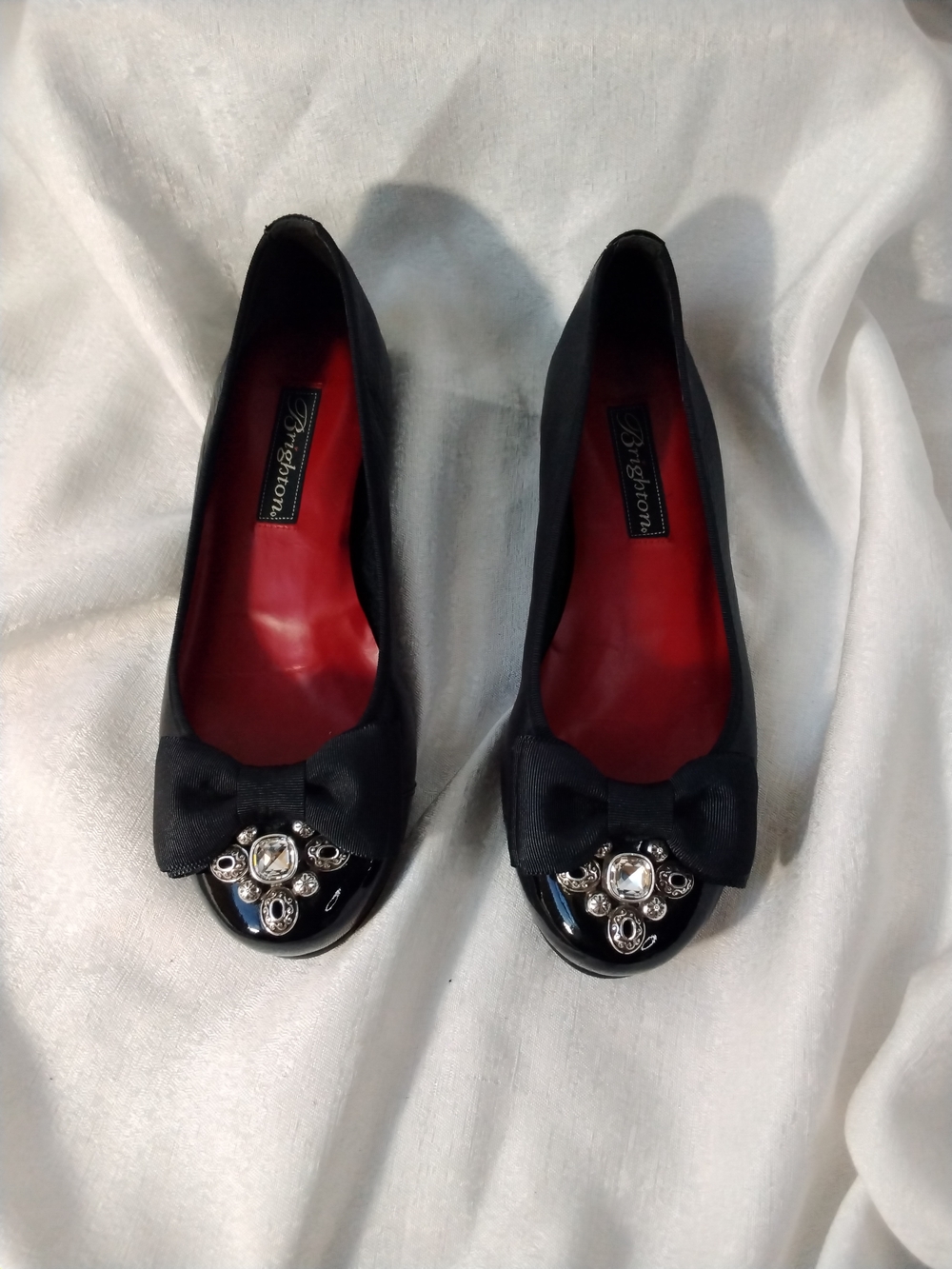 Brighton Black Embellished Bow Ballet Flats